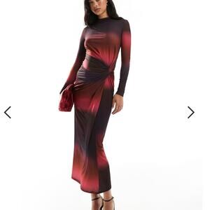 NWT Daska High Neck Maxi Dress in Dark Ombre Print Women's Size US 2 UK XS